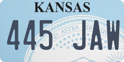 KS license plate 445JAW