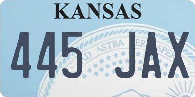 KS license plate 445JAX