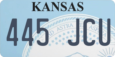 KS license plate 445JCU