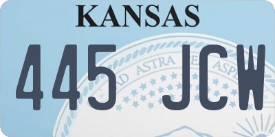 KS license plate 445JCW