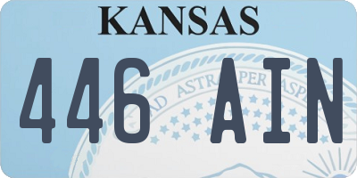 KS license plate 446AIN