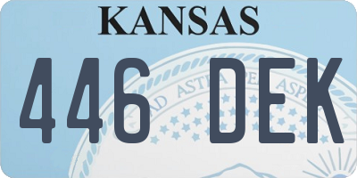 KS license plate 446DEK