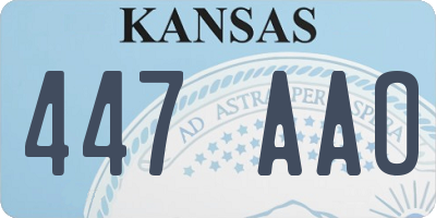 KS license plate 447AAO