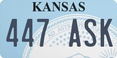 KS license plate 447ASK