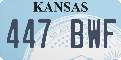 KS license plate 447BWF