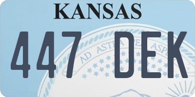KS license plate 447DEK