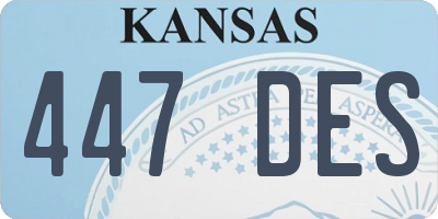KS license plate 447DES