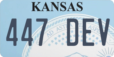 KS license plate 447DEV