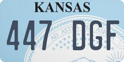 KS license plate 447DGF