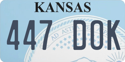 KS license plate 447DOK