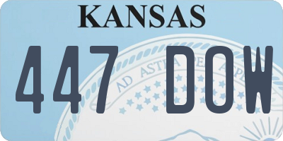 KS license plate 447DOW