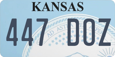 KS license plate 447DOZ