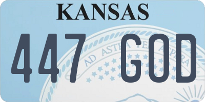 KS license plate 447GOD