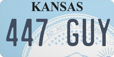 KS license plate 447GUY