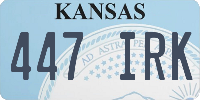 KS license plate 447IRK