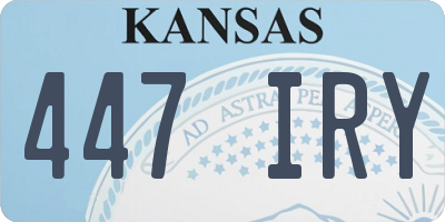 KS license plate 447IRY
