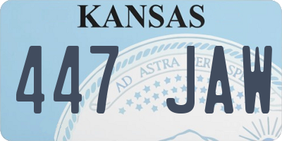 KS license plate 447JAW