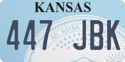 KS license plate 447JBK