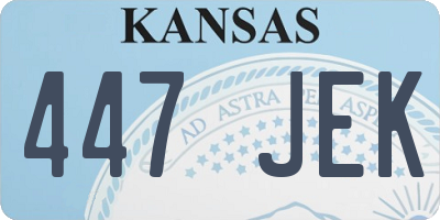 KS license plate 447JEK