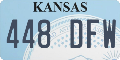 KS license plate 448DFW