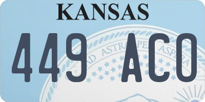 KS license plate 449ACO