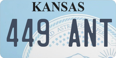 KS license plate 449ANT