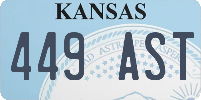 KS license plate 449AST