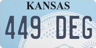 KS license plate 449DEG