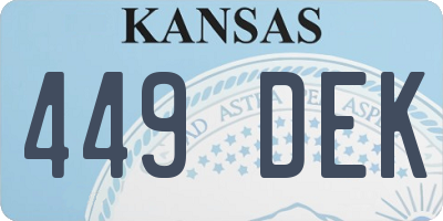 KS license plate 449DEK