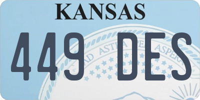 KS license plate 449DES