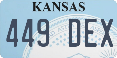 KS license plate 449DEX