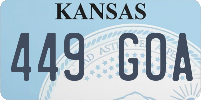 KS license plate 449GOA