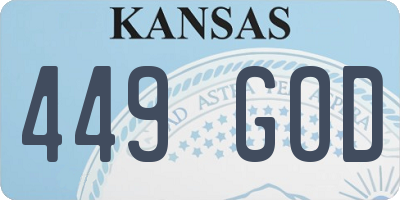 KS license plate 449GOD