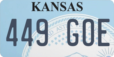 KS license plate 449GOE