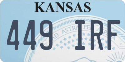 KS license plate 449IRF