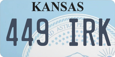 KS license plate 449IRK