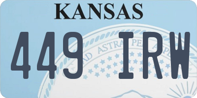 KS license plate 449IRW