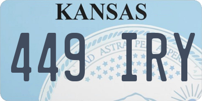 KS license plate 449IRY