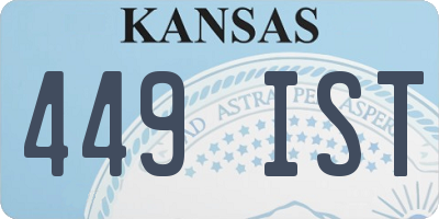 KS license plate 449IST