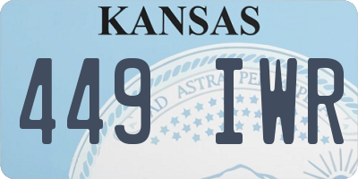 KS license plate 449IWR
