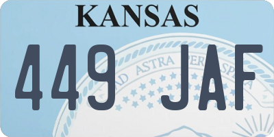 KS license plate 449JAF
