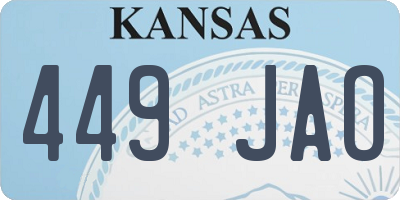 KS license plate 449JAO