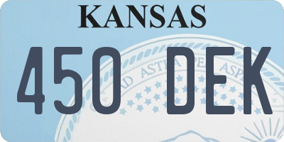 KS license plate 450DEK