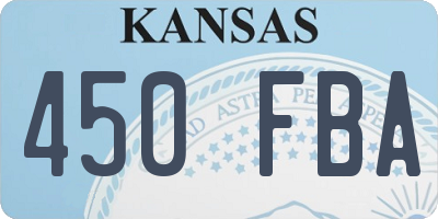 KS license plate 450FBA