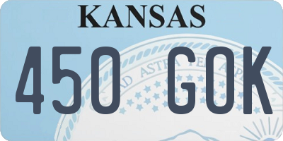 KS license plate 450GOK