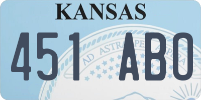 KS license plate 451ABO