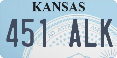 KS license plate 451ALK