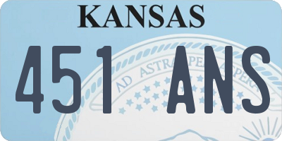 KS license plate 451ANS