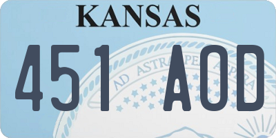 KS license plate 451AOD