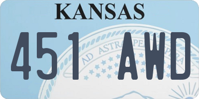 KS license plate 451AWD